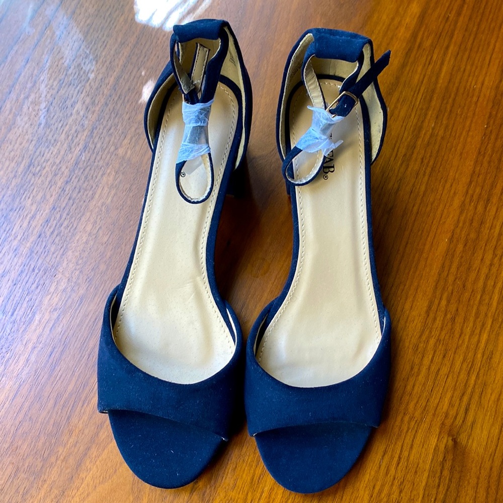 Navy Blue Block Heels